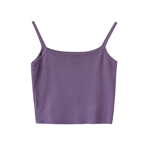 Casual γυναικεία αμάνικη μπλούζα με λεπτά τιραντάκια και στρογγυλή λαιμόκοψη