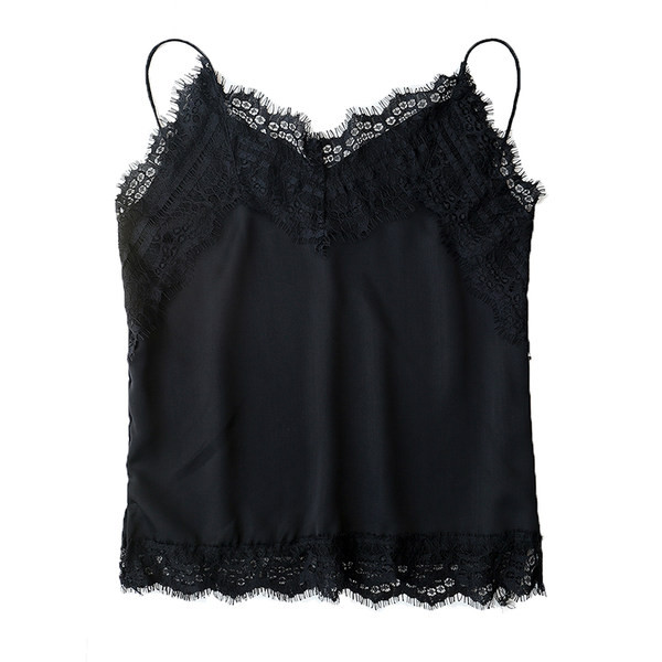 Moteriška satino viršutinė marškinėlė su nėriniais