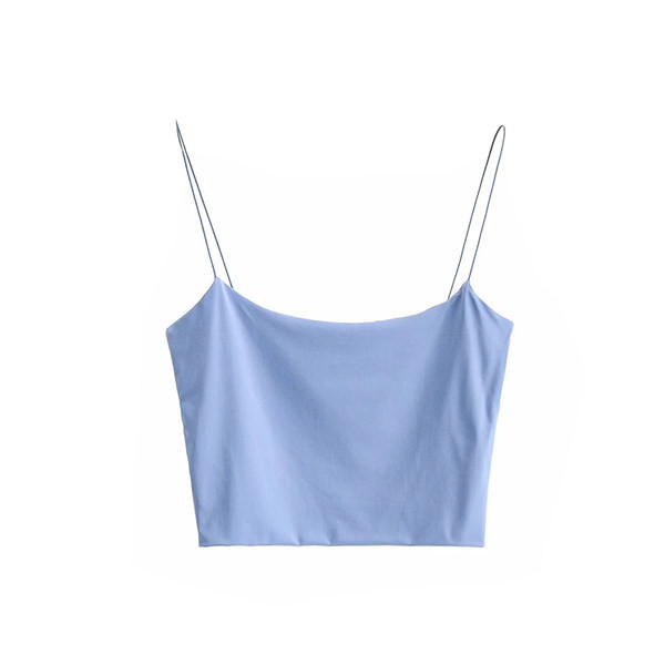 Καθημερινή γυναικεία αμάνικη μπλούζα με λεπτά τιραντάκια - προσαρμοσμένο μοντέλο