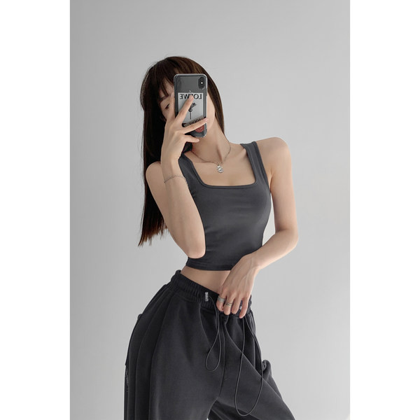 Γυναικεία αμάνικη μπλούζα casual με τετράγωνο ντεκολτέ - κλασικό μοντέλο