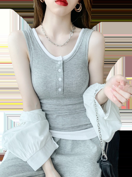 Γυναικεία αμάνικη μπλούζα από μακό με φαρδύ τιραντάκι