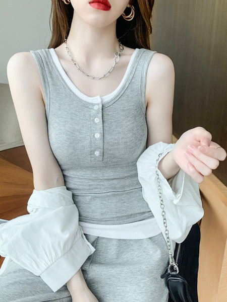 Γυναικεία αμάνικη μπλούζα από μακό με φαρδύ τιραντάκι