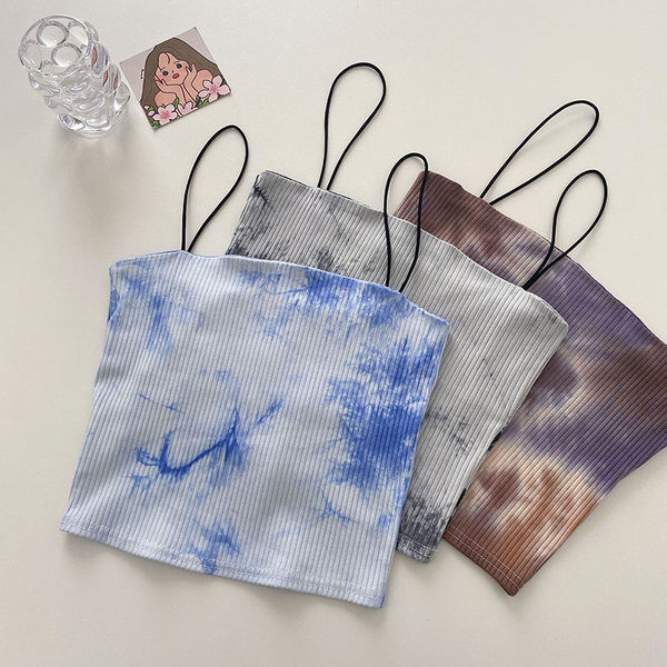 Καθημερινή κοντή αμάνικη  μπλούζα με λεπτά τιραντάκια σε τρία χρώματα