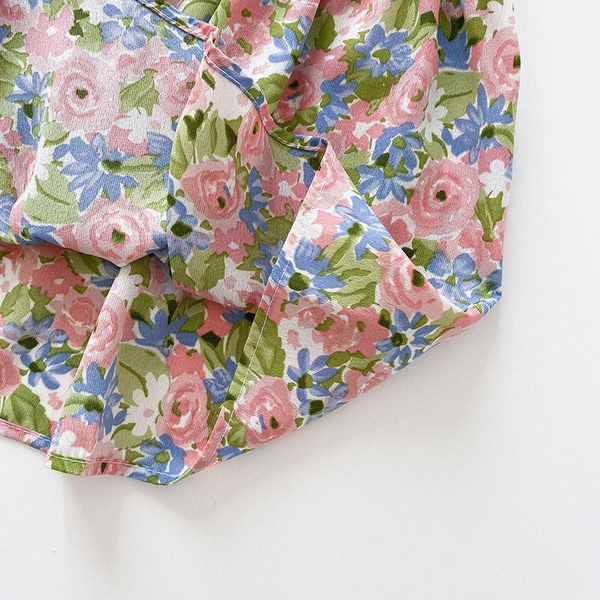 Νέο μοντέλο γυναικεία αμάνικη μπλούζα με κορδόνια και μοτίβα λουλουδιών