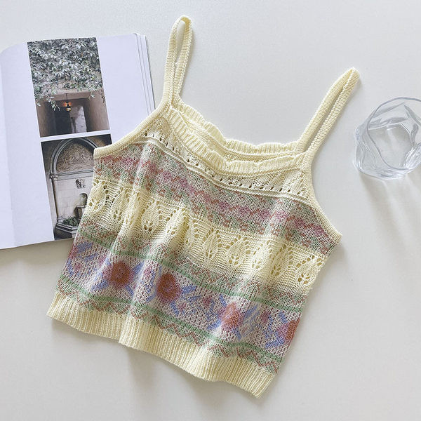 Naiste retrostiilis õhukeste rihmadega topp