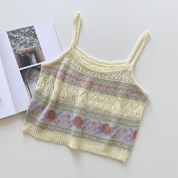 Naiste retrostiilis õhukeste rihmadega topp