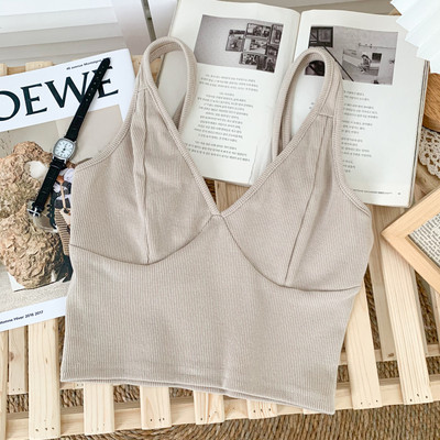 Dnevna ženska majica bez rukava s naramenicama i špic izrezom