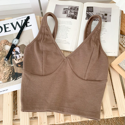 Dnevna ženska majica bez rukava s naramenicama i špic izrezom