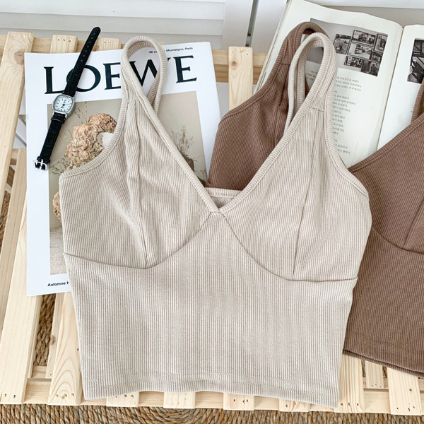 Dnevna ženska majica bez rukava s naramenicama i špic izrezom