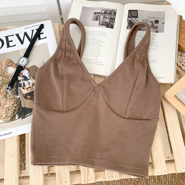 Dnevna ženska majica bez rukava s naramenicama i špic izrezom