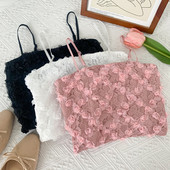 Uus mudel lühike naiste topp tülllilledega