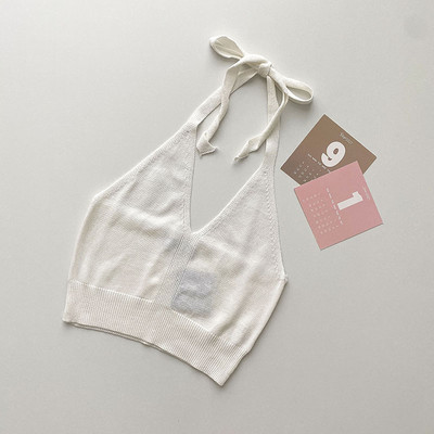 Κοντή γυναικεία αμάνικη μπλούζα με κορδόνια σε τρία χρώματα