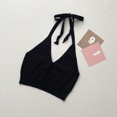 Κοντή γυναικεία αμάνικη μπλούζα με κορδόνια σε τρία χρώματα