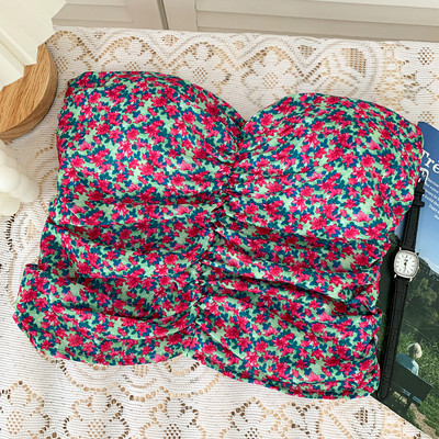 Μοντέρνο γυναικείο μπουστάκι με λουλουδάτο μοτίβο - τρία χρώματα