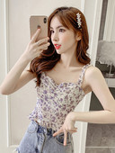 Õhukeste rihmade ja lillemustriga naiste topp – kaks värvi