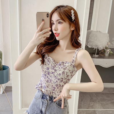 Õhukeste rihmade ja lillemustriga naiste topp – kaks värvi