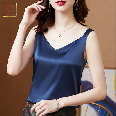 Naiste vabaaja laiade rihmadega satiinist topp