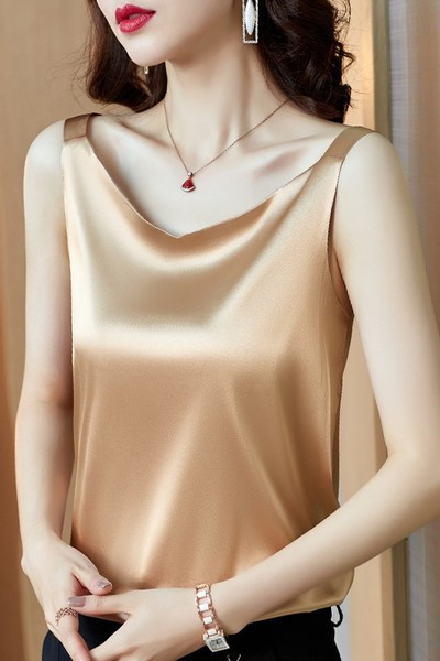 Naiste vabaaja laiade rihmadega satiinist topp