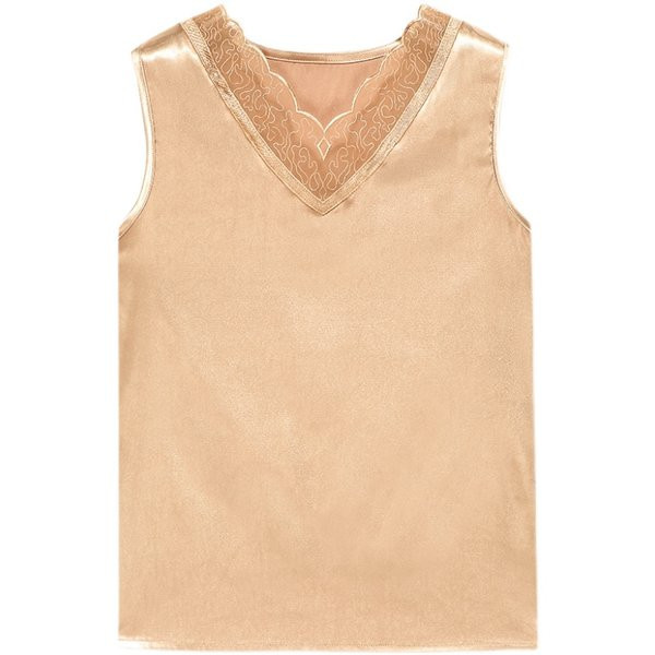 Suvine naiste V-kaeluse ja pitsiga satiinist topp