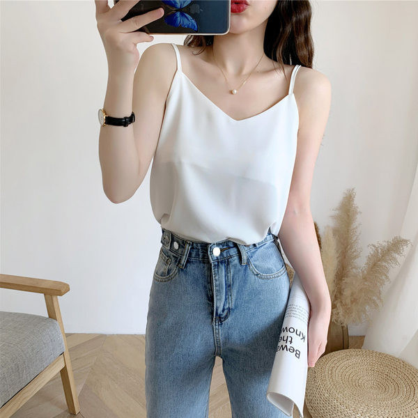 Μονόχρωμο γυναικείο φανελάκι  - φαρδύ μοντέλο