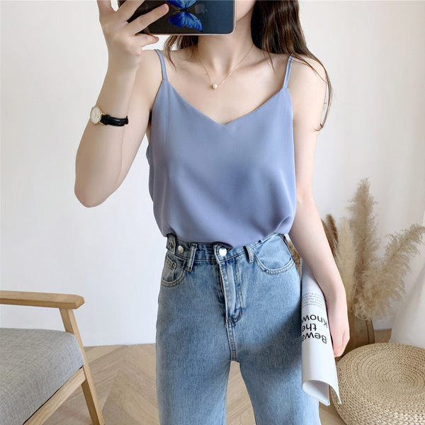 Μονόχρωμο γυναικείο φανελάκι  - φαρδύ μοντέλο