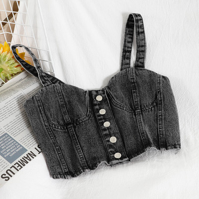 Γυναικεία αμάνικη μπλούζα με κουμπιά και τιραντάκια