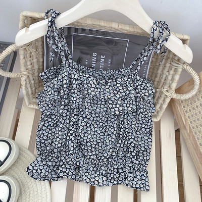 Μοντέρνα γυναικεία αμάνικη  μπλούζα με λουλούδια μοτίβα - σε τρία χρώματα