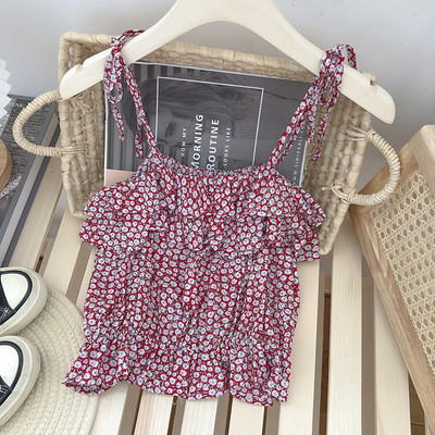 Μοντέρνα γυναικεία αμάνικη  μπλούζα με λουλούδια μοτίβα - σε τρία χρώματα