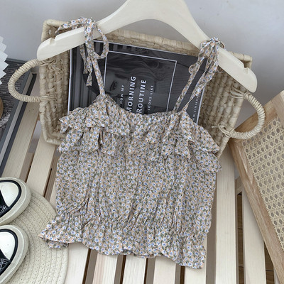 Μοντέρνα γυναικεία αμάνικη  μπλούζα με λουλούδια μοτίβα - σε τρία χρώματα