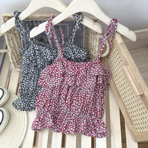 Μοντέρνα γυναικεία αμάνικη  μπλούζα με λουλούδια μοτίβα - σε τρία χρώματα