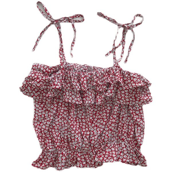 Μοντέρνα γυναικεία αμάνικη  μπλούζα με λουλούδια μοτίβα - σε τρία χρώματα