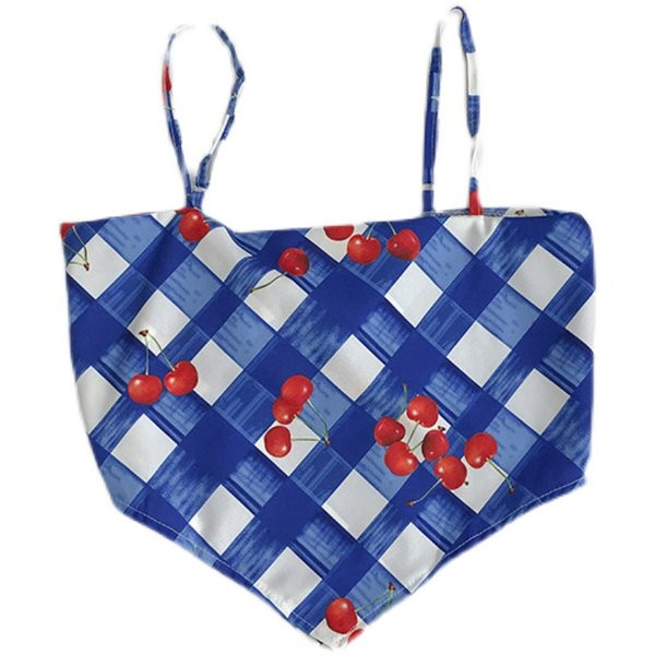 Γυναικεία ασύμμετρη αμάνικη μπλούζα με λεπτούς ιμάντες και απλικέ