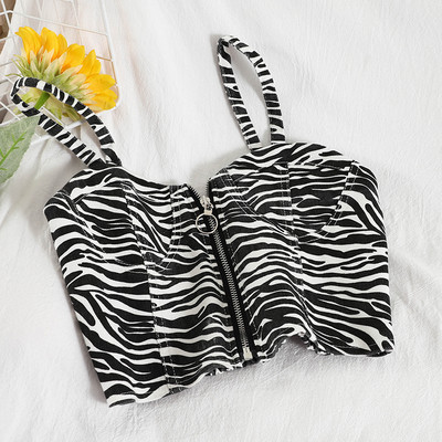 Γυναικεία αμάνικη μπλούζα με φερμουάρ και λεπτούς ιμάντες