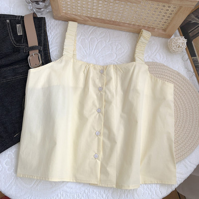 Γυναικεία φαρδιά αμάνικη μπλούζα με κουμπιά