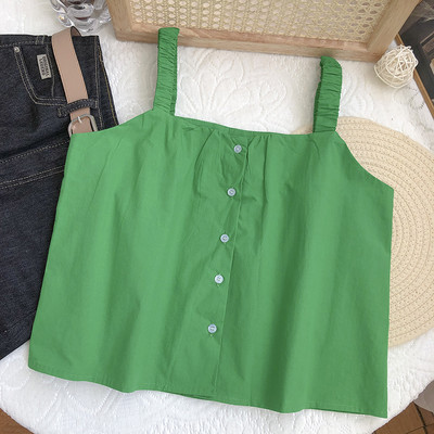 Γυναικεία φαρδιά αμάνικη μπλούζα με κουμπιά