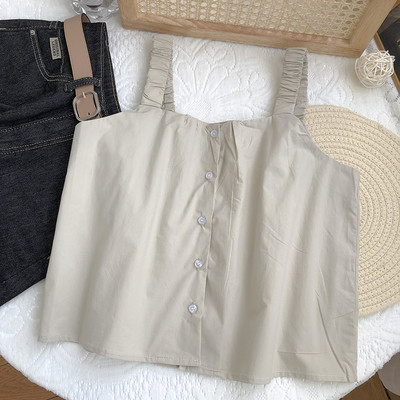 Γυναικεία φαρδιά αμάνικη μπλούζα με κουμπιά