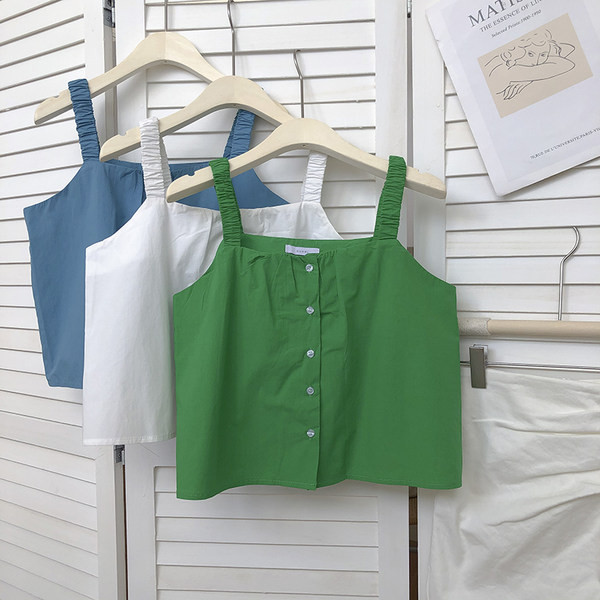 Γυναικεία φαρδιά αμάνικη μπλούζα με κουμπιά