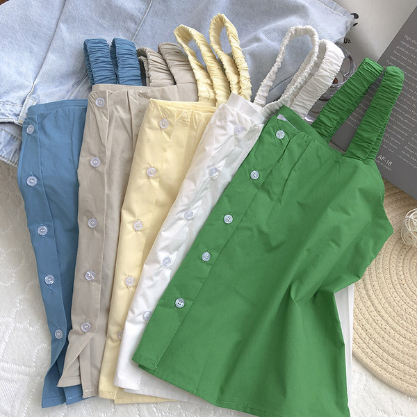 Γυναικεία φαρδιά αμάνικη μπλούζα με κουμπιά