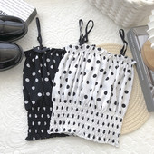 Naiste kaasaegne täpiline õhukeste rihmadega topp