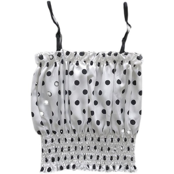 Naiste kaasaegne täpiline õhukeste rihmadega topp