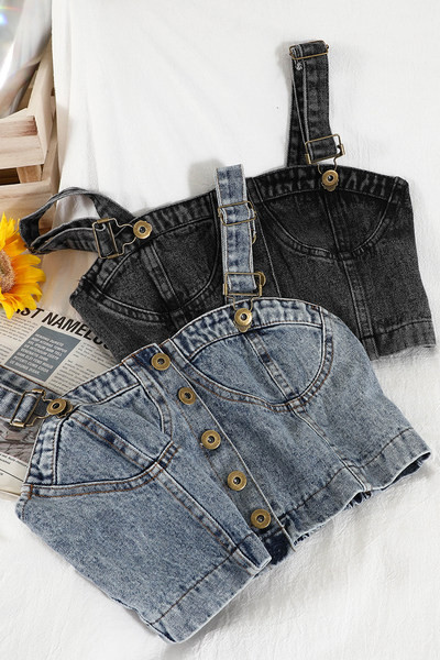 Γυναικεία αμάνικη μπλούζα με κουμπιά