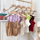 Μοντέρνα γυναικεία αμάνικη μπλούζα με τιραντάκια και κορδόνια