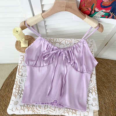 Μοντέρνα γυναικεία αμάνικη μπλούζα με τιραντάκια και κορδόνια