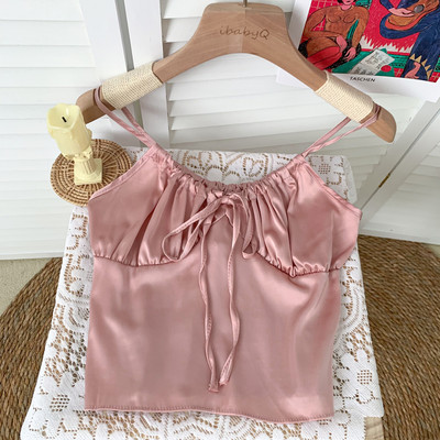 Μοντέρνα γυναικεία αμάνικη μπλούζα με τιραντάκια και κορδόνια