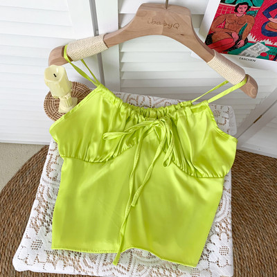 Μοντέρνα γυναικεία αμάνικη μπλούζα με τιραντάκια και κορδόνια