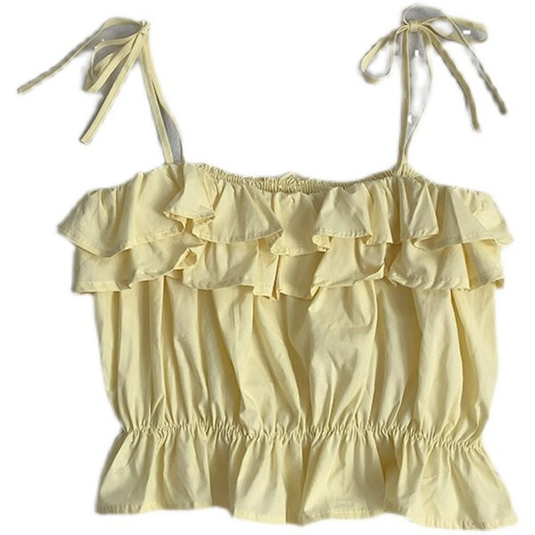 Praegune õhukeste rihmade ja lokkidega topp