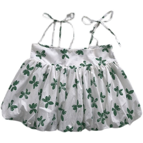 Γυναικεία φαρδιά αμάνικη  μπλούζα με λεπτούς ιμάντες και λουλούδια μοτίβα