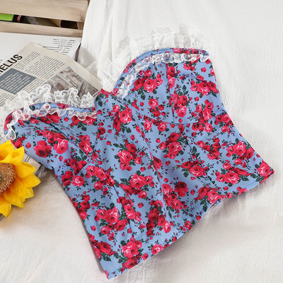 Γυναικείο μπουστάκι με λουλουδάτο μοτίβο και δαντέλα