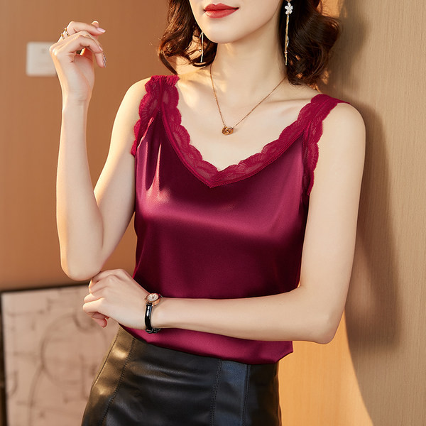 Γυναικεία κομψή αμάνικη  μπλούζα με δαντέλα και φαρδιά λουράκια