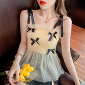 Γυναικεία αμάνικη μπλούζα με κορδέλες και τιραντάκια